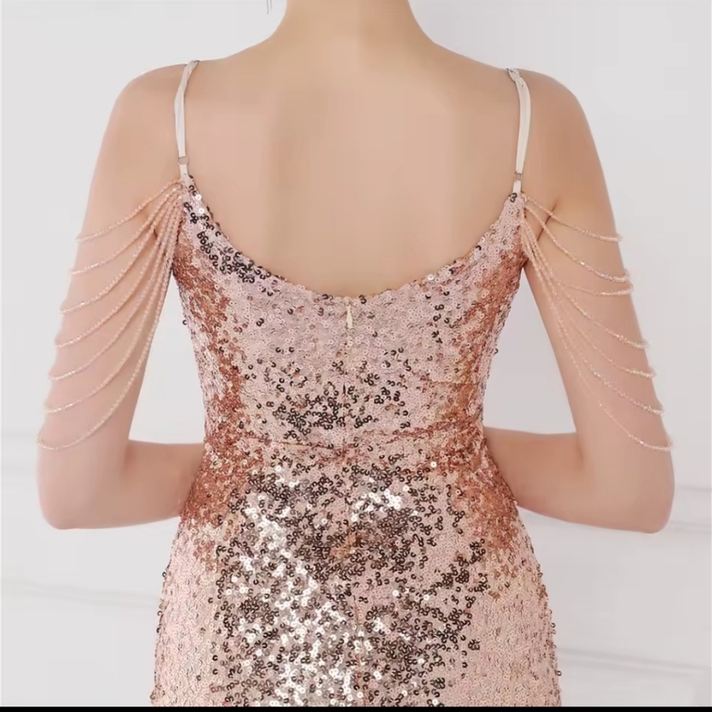 Glamorous Sequin Maxi Dress in Rose Gold - Picture 5 of 12